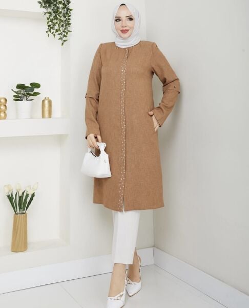Sofya Keten Fermuarlı Kap
